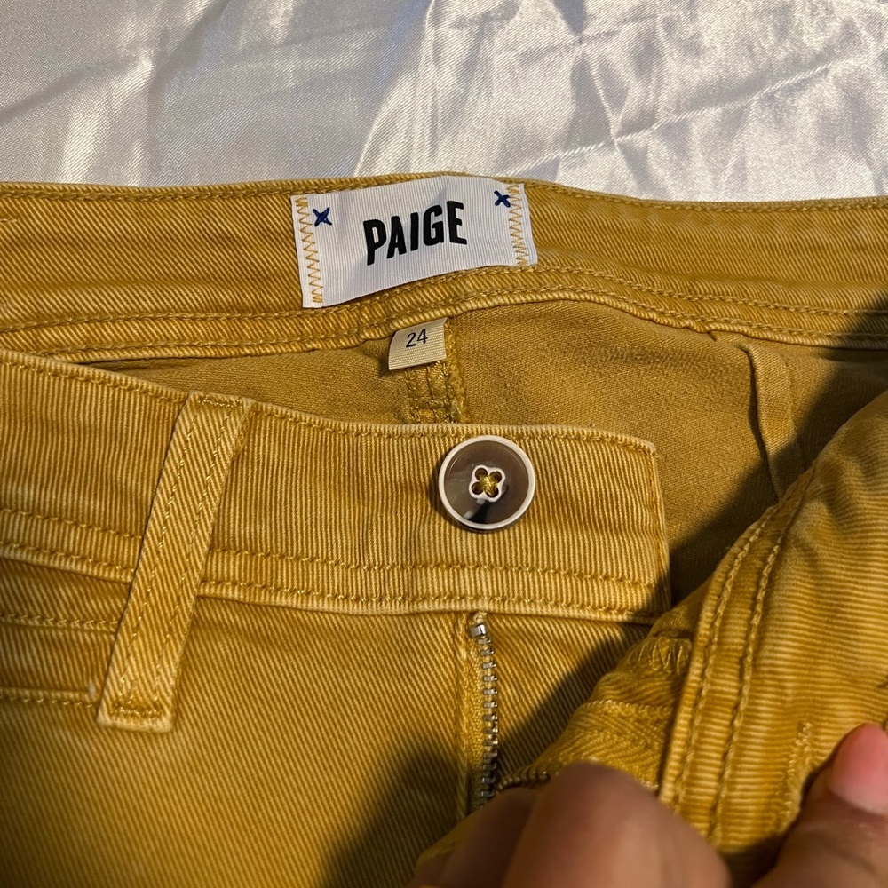 yellow flared high rise jeans